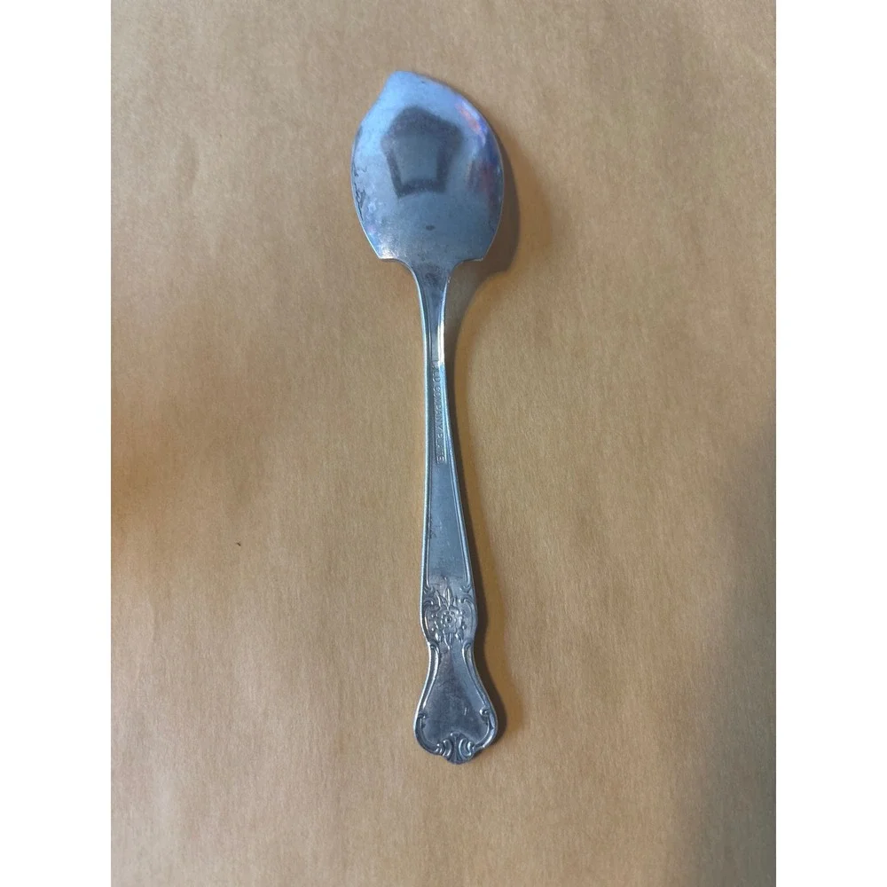 Old‎ Company Plate Jelly Server Spoon Monogram B Silver Silverplate Floral Rose